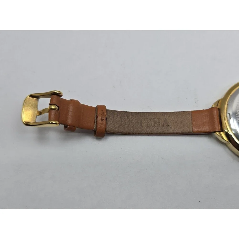 Bertha Madison Womens Gold Tone 36mm Watch Leather Classic Dress New Battery